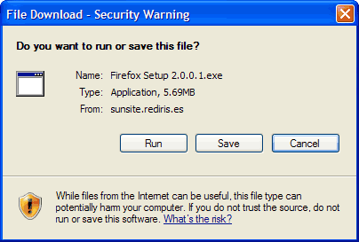 Firefox download dialog box