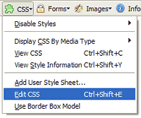 Web Developer CSS Edit CSS Menu