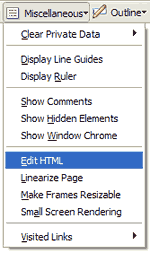Web Developer Miscellaneous Edit HTML