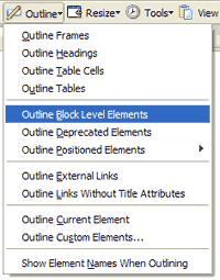 Web Developer Outline Block-Level Elements
