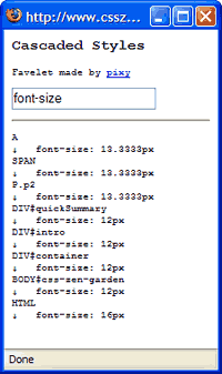 Pixy Favelet Popup Window View