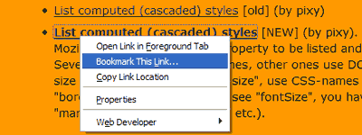 Pixy Favelet Bookmarking Web Page Link