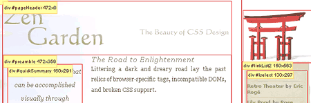 Web Developer Toolbar - Info Display Block Size View
