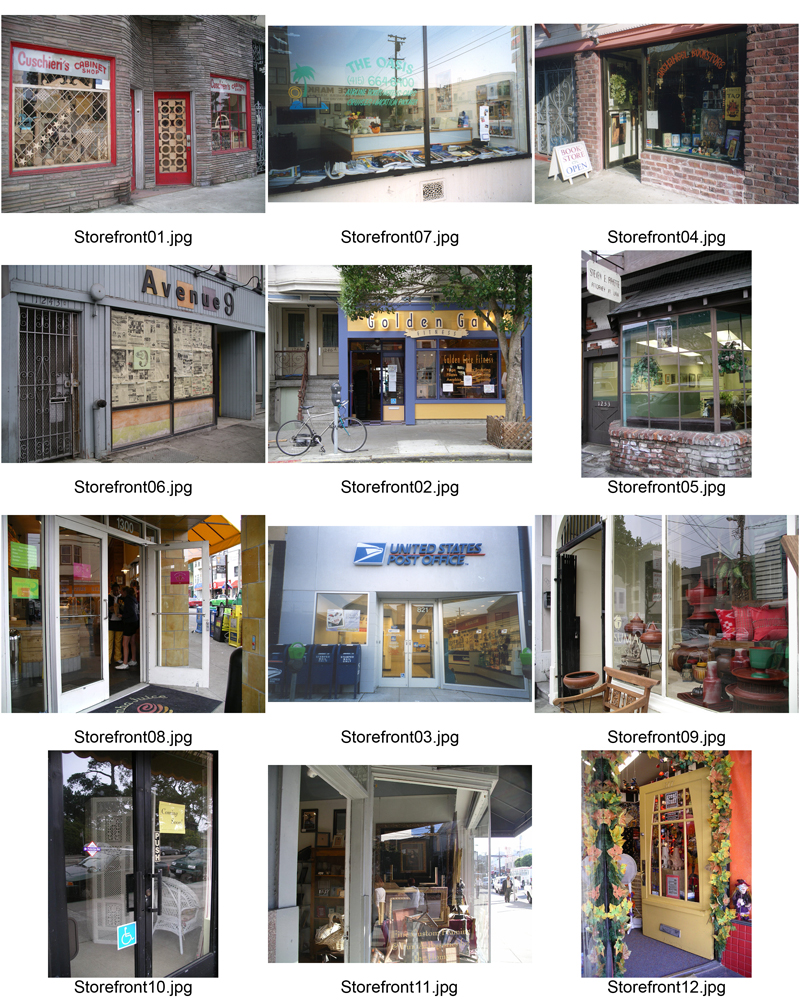 Contact Sheet of SF Sunset District Storefronts (423K)