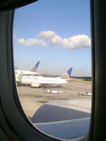 on the plane